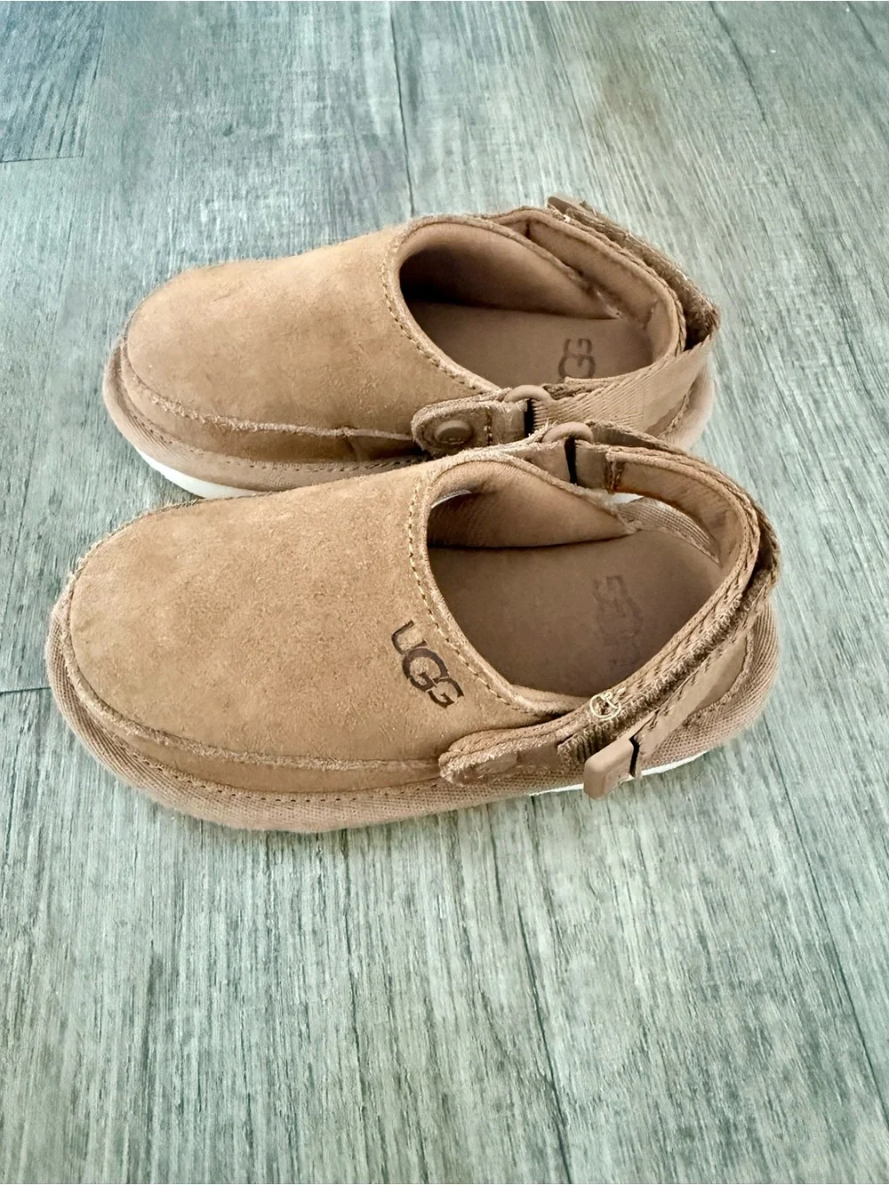 UGG Kids Chestnut Suede Clog Slippers GoldenStar